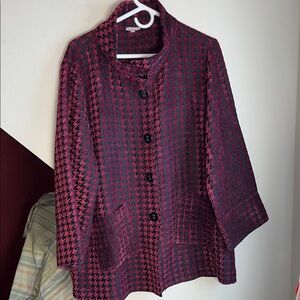 Habitat Women's Houndstooth Blazer - Red and Black L‎